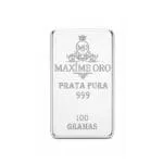 Barra de Prata Pura 100g (Ag999) Certificada e Lacrada | Maxíme Oro