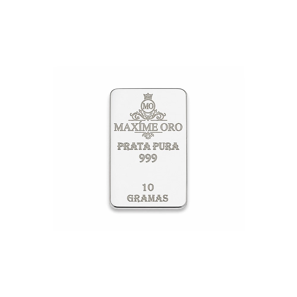 Barra de Prata Pura 10g Certificada e Lacrada | Maxíme Oro