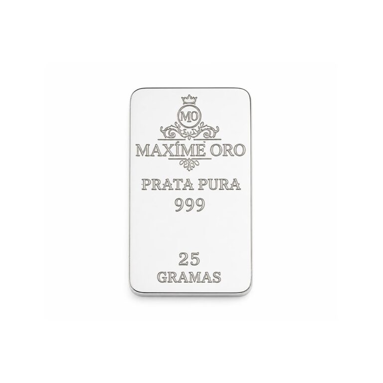 Barra de Prata Pura 25g (Ag999) Certificada e Lacrada | Maxíme Oro