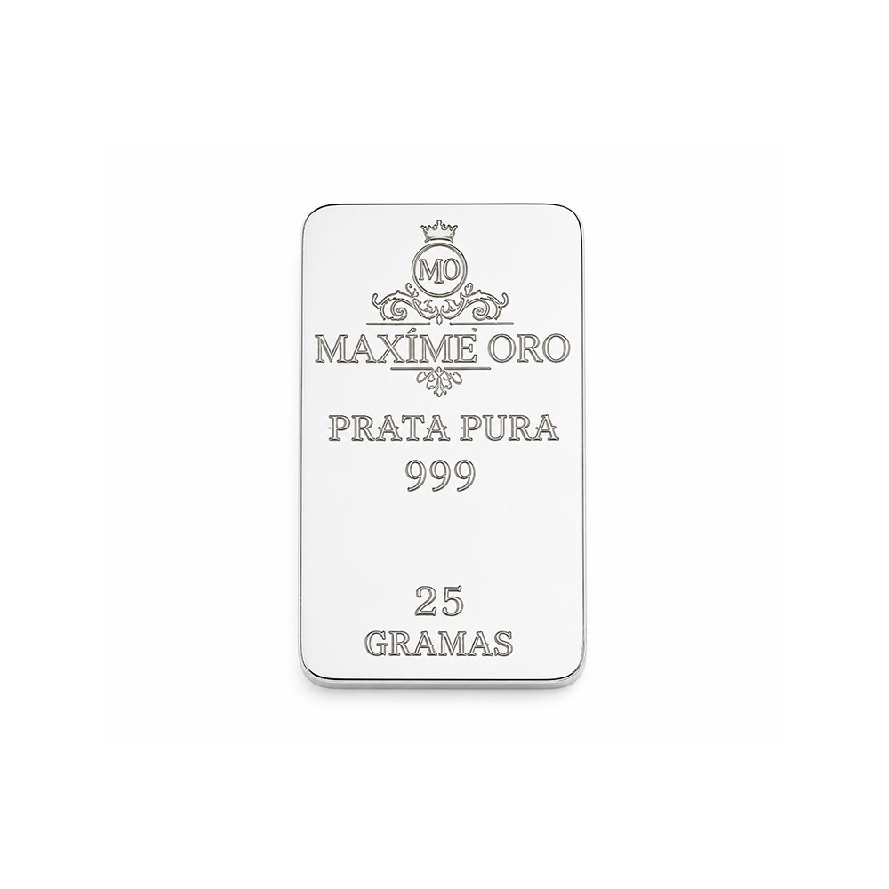 Barra de Prata Pura 25g (Ag999) Certificada e Lacrada | Maxíme Oro