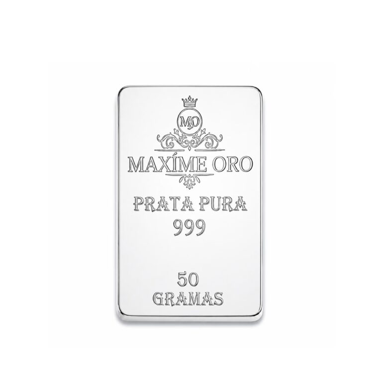 Barra de Prata Pura 50g (Ag999) Certificada e Lacrada | Maxíme Oro