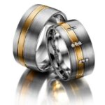 Aliança em Ouro Amarelo & Branco 18k e Diamantes, 10mm
