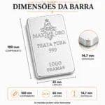 Barra Personalizada Dragão de Prata Pura 1kg (Ag999) - Imagem 5