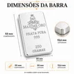 Barra Personalizada Touro de Prata Pura 250g (Ag999) - Imagem 5