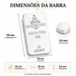 Barra Personalizada Serpente de Prata Pura 25g (Ag999) - Imagem 5