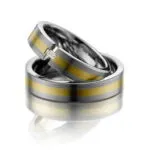 Par de Aliança em Ouro Amarelo & Branco 18k e Diamantes, 5mm
