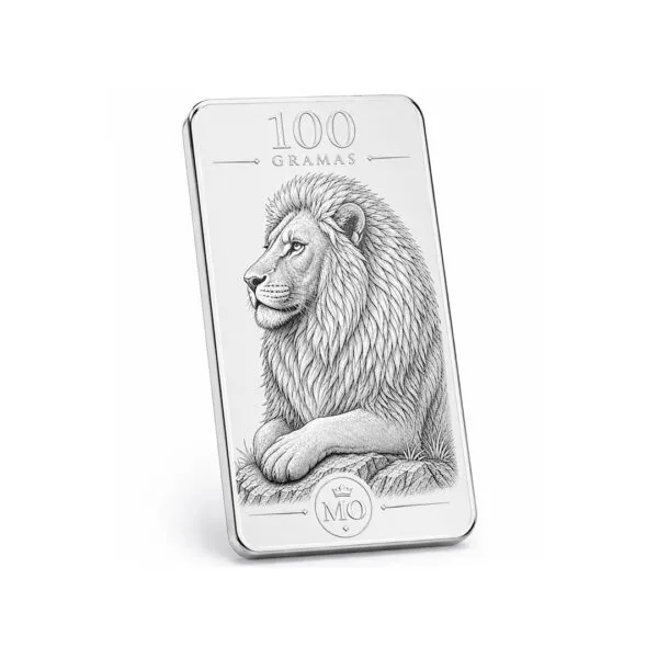 Barra Personalizada Leão de Prata Pura 100g (Ag999)